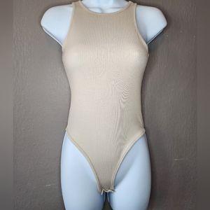 Nasty Gal Ribbed Nude Bodysuit